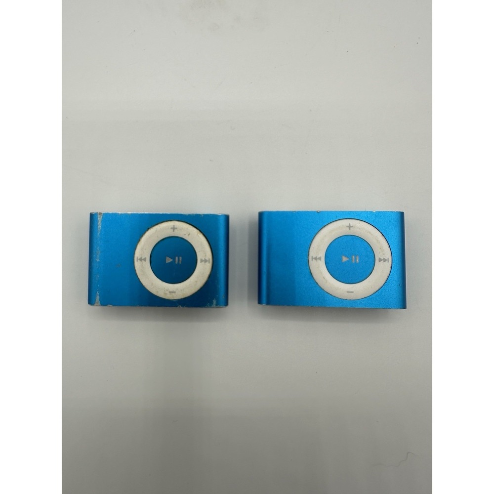 Lot of 2 Apple iPod Shuffle 2nd Gen Blue A1204 MP3 Players Parts Repair